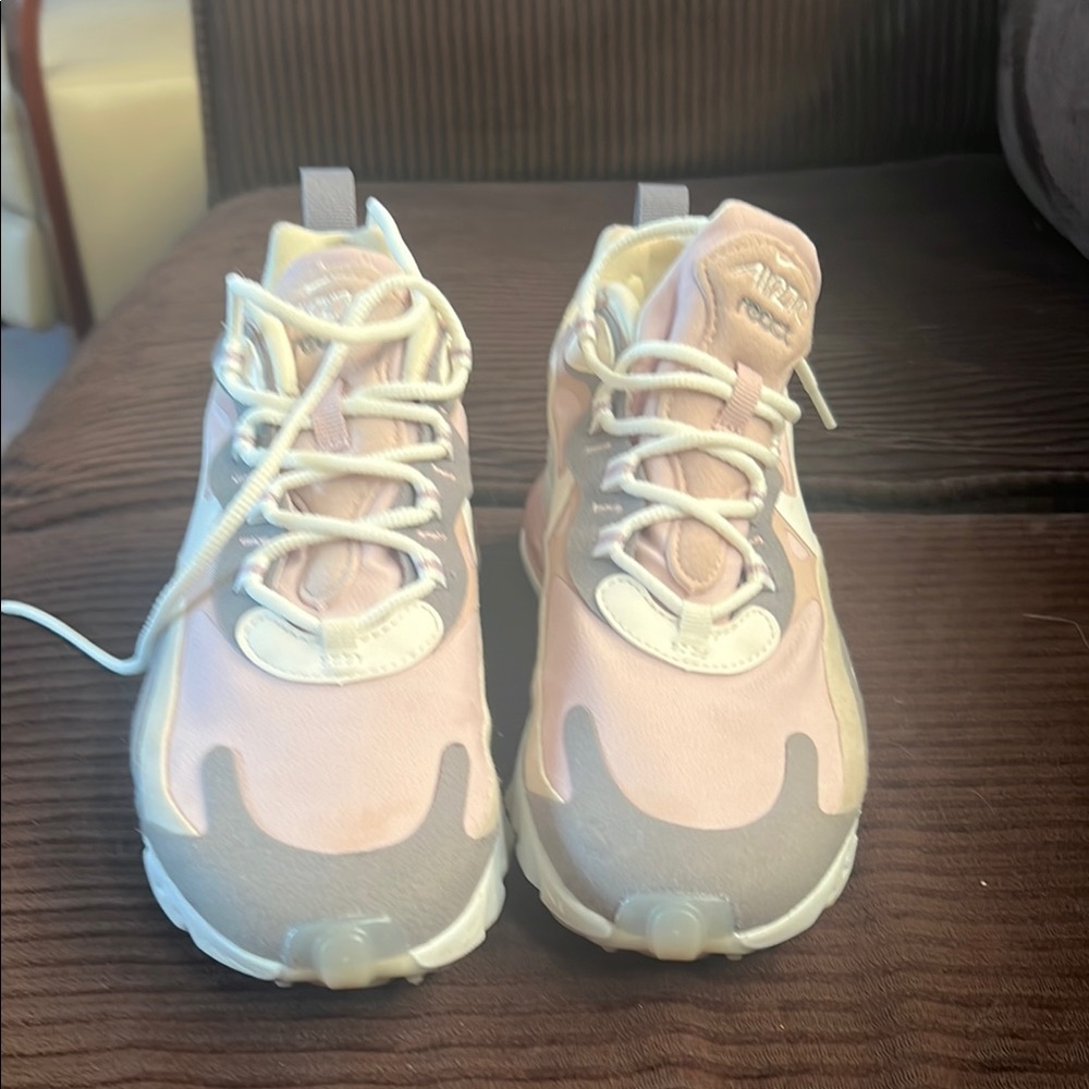 Pink and White Athletic Shoes with Modern Design